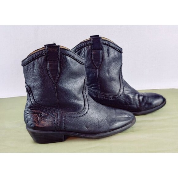 Kids Frye Black Leather Bootie Carson Shortie 13E Unisex Pull On Loops Western - Picture 8 of 13